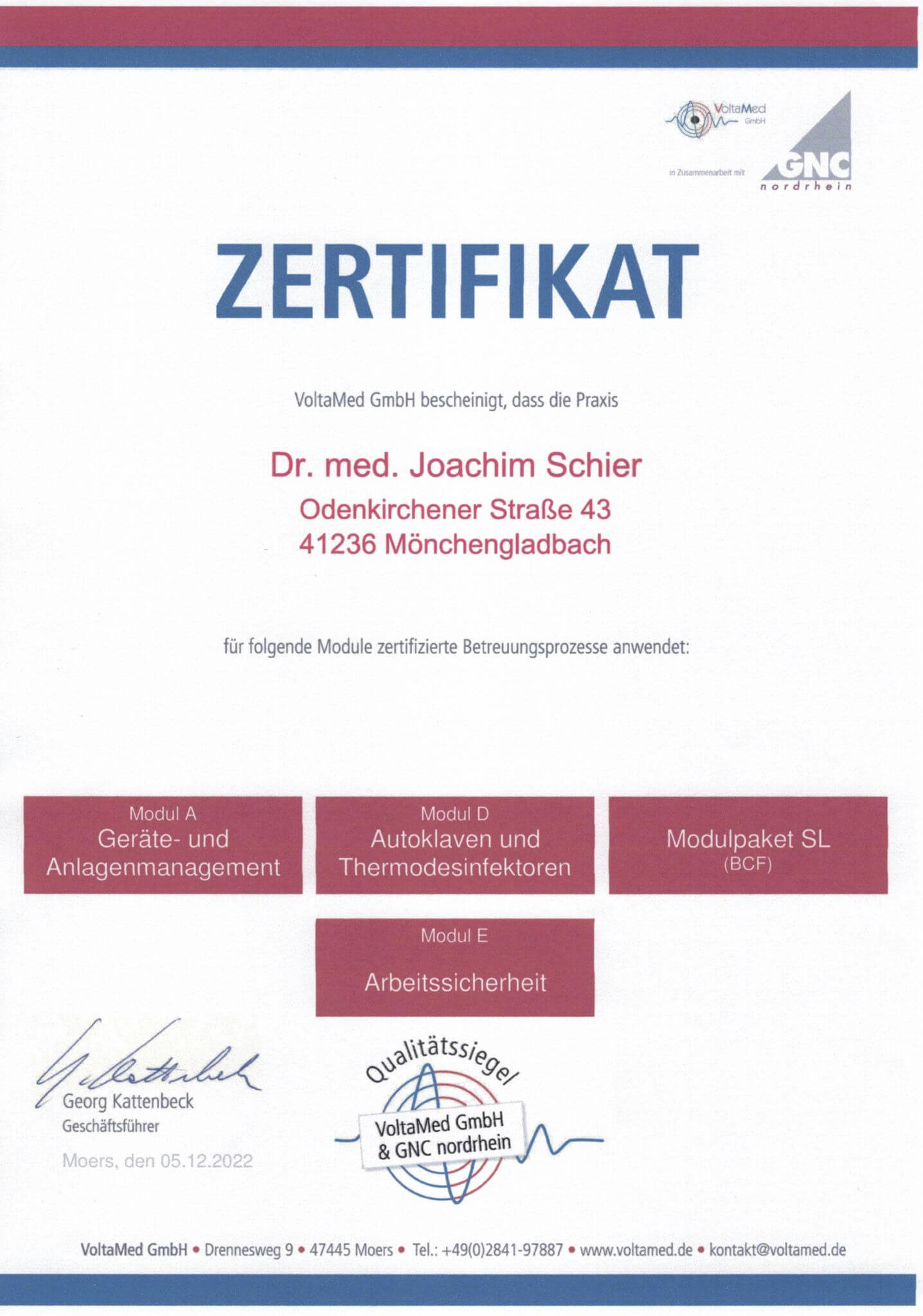 Zertifizierung nach DIN ISO 9001:2088
